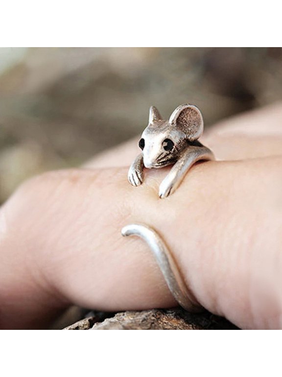 Women's Mouse Open Ring, Everyday Wear, Size Adjustable, Includes Gift Box