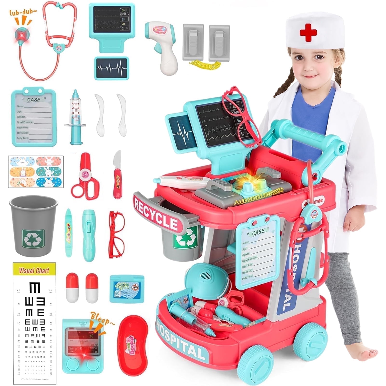 エリソン　シンカッツ~Doctor set~希少なダイ LINXUXIE Kids Doctor Kit for Ages 3-8, 19 Items, Medical Station