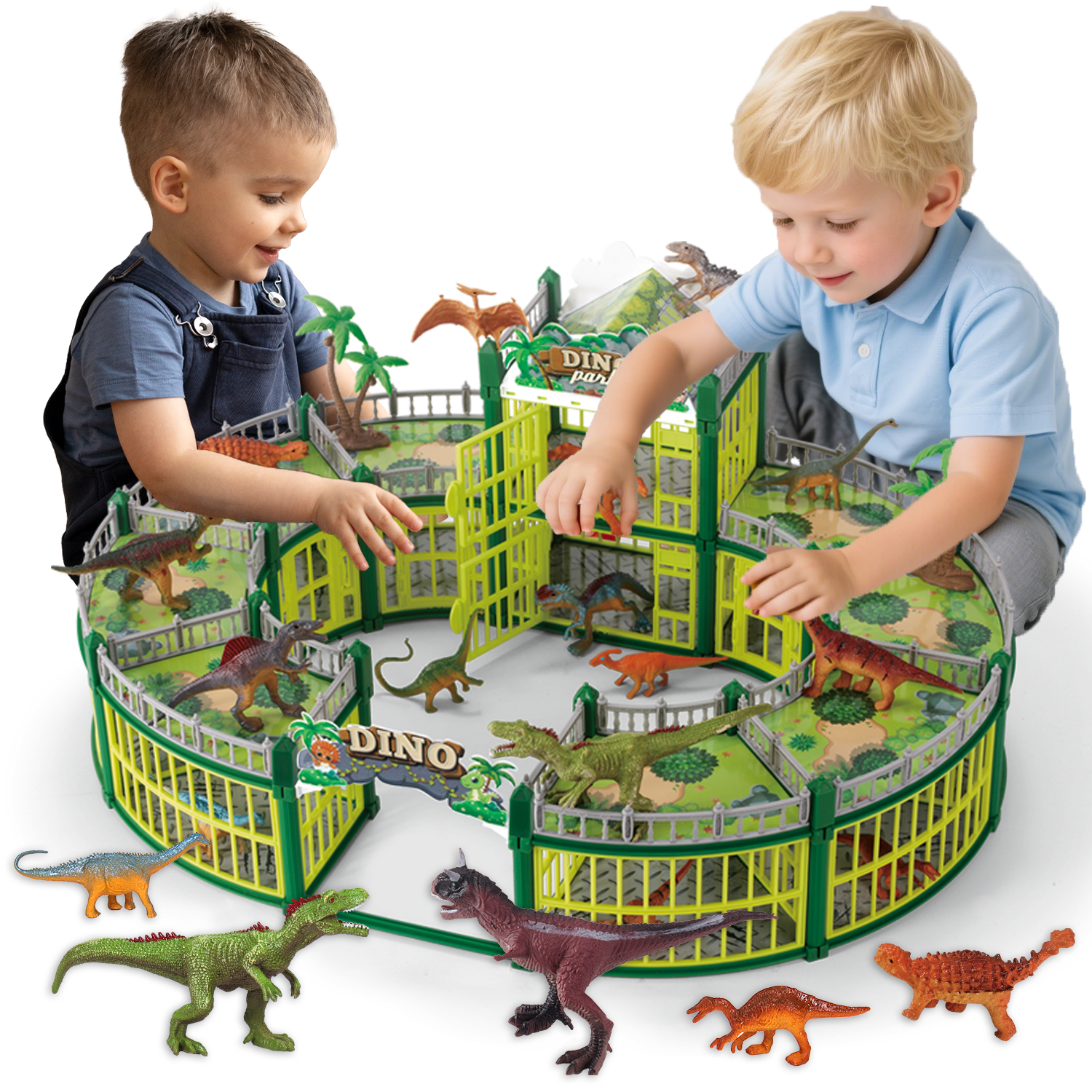 LINXUXIE 215PCS Dinosaur House Play Set, Dinosaur Theme Park with