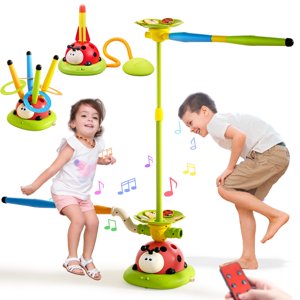 LINXUXIE 5-in-1 Musical Jump Set, Toss Ring Game and Stomping Toys, Active Indoor&Outdoor Games Birthday Gifts for 3-5 5-8 8-13 Years Old