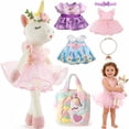 thumbnail image 1 of LINXUXIE Unicorns Stuffed Animal Doll Toys, Plush Doll with Cloth, Shoe, Bag, Ballet Dress up Doll for Girl, Birthday Gifts for 1-3 3-5 5-8 Year Old, 1 of 7