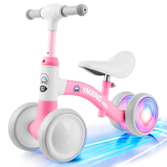 LINXUXIE Colorful Lighting Baby Balance Bike, 4 Silence Wheels & Soft Seat Pre-School First Riding on Toys, Birthday Gifts for Kids 10-36 Month