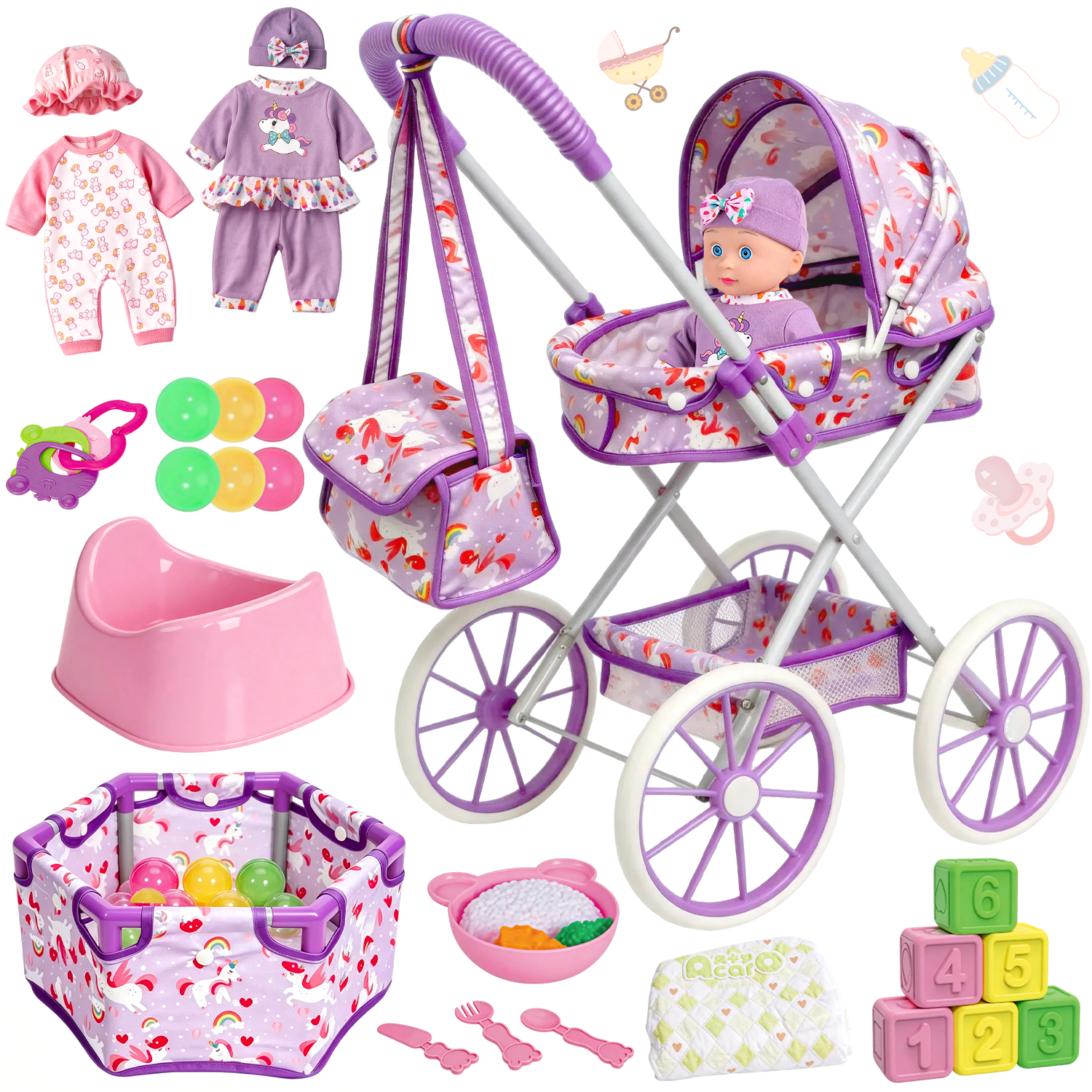 LINXUXIE Baby Doll Stroller Toys Set Montessori Education For Kids Soft Safe Matrials Birthday Gifts For 1 3 3 5 5 8 Year Old: What Stands Out on Walmart