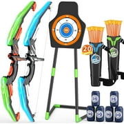 LINXUXIE 2 Pack Kids Bow and Arrow Set with LED Flash Lights, Archery Set with Standing Target,Indoor Outdoor Sport Gift for Boys and Girls Ages 3-12
