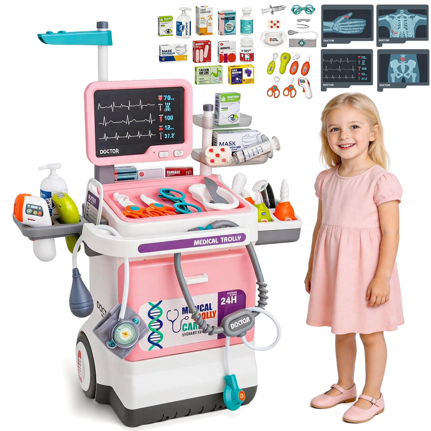 LINXUXIE Doctor Kit for Toddlers, Pretend Medical Station Set with