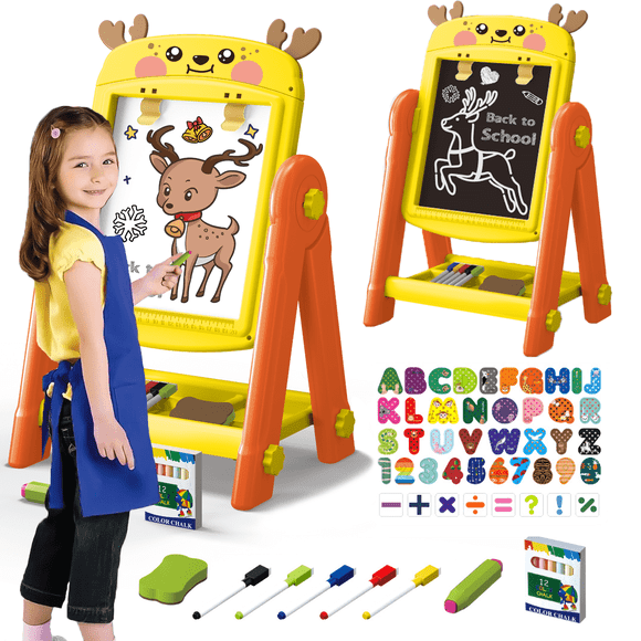 LINXUXIE Easel for Kids, Magnetic Drawing Board for Boys & Girls, Birthday Gift for 1-3 3-5 5-8 Year Old