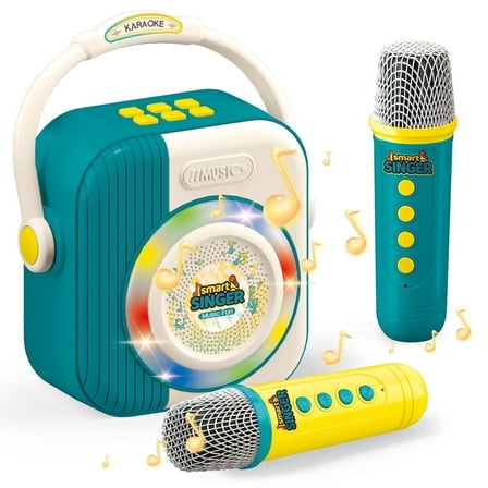 LINXUXIE Karoke Machine for Kids, Wireless Green Microphone Toys for Toddlers, Birthday Gifts for 3-5 5-8 Year Old