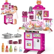 LINXUXIE Kids Kitchen Playset,Toddler Kitchen Playset with Sound & Light,Cooking Stove,Play Sink,Play Food Toy and Kitchen Accessories,Play Kitchen for Toddlers ,Perfect Gifts for Girls Boys