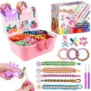 LINXUXIE Making Kit Arts and Crafts, DIY Weaving Loom Bands Toys with 1000+ Elastic Cloth Rubber Band Fabric Loops, Birthday Gifts for Kids Grils 6-13 Years Old