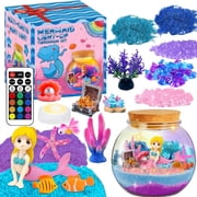 LINXUXIE Mermaid Terrarium Craft Kit for Kids, DIY Arts Set & Remote Mermaid, Birthday Gifts for 4 5 6 7 8 Year Old