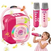 LINXUXIE Mini Karaoke Machine for Kids, Wireless Pink Microphone Toys for Toddlers, Birthday Gifts for 3-5 5-8 Year Old
