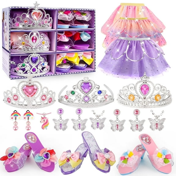 LINXUXIE Princess Dress up Set,Toys for Kids,Toddler Girls Dresses,Dress up Birthday Gift for 1-3 3-5 5-8 Year Old Girls