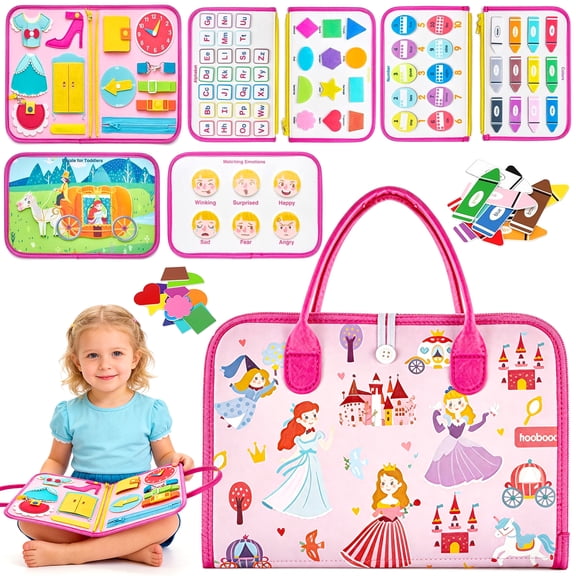 LINXUXIE Toddler Busy Board, Sensory Montessori Educational Activities for Learning Fine Motor Skills, Birthday Gifts for Kids 3-5 5-8 8-12 Year Old