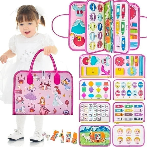 LINXUXIE Toddler Busy Board, Busy Book for 1-4 Year Old, Toddler Toy for Birthday Gift Girl & Boy