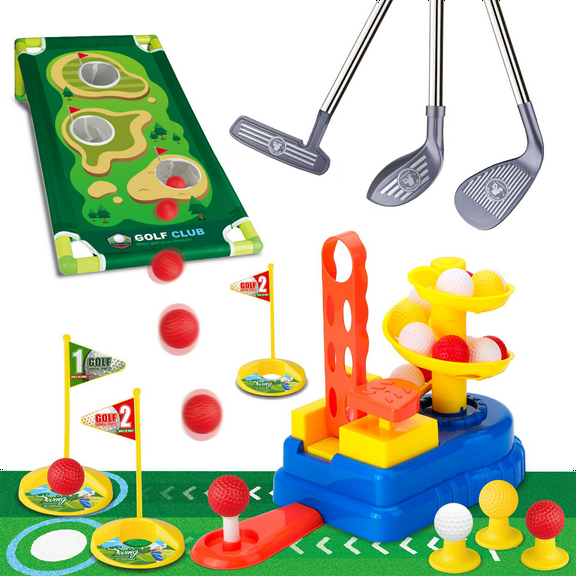 LINXUXIE Toddler Golf Set, Kids Golf Clubs with 20 Ball for Outdoor & Indoor, Baby Birthday for 3-5 5-8 Year Old