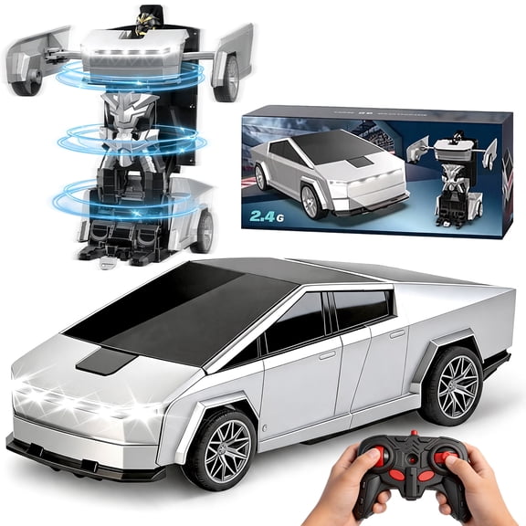 LINXUXIE Transform Cyber Truck RC Truck,1:12 Scale,2.4GHz Remote Control Car with 360 Rotation LED Lights,Birthday Gifts for Kids 3-5 5-12 Year Old
