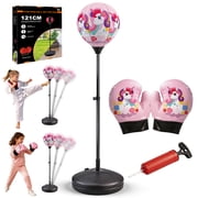LINXUXIE Unicorn Punching Bag for Kids, Adjustable Boxing Equipment with Gloves & Air Pump, Birthday Gifts for Kids 3-5 5-8 8-12 Year Old
