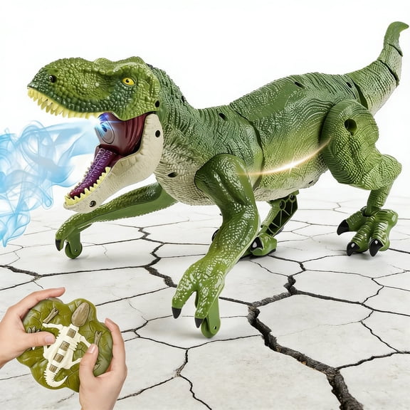 LINXUXIE RC Remote Control Dinosaur Toy, Walking Dino with Roaring, Spray, Light & Touch Sensing, Birthday Gifts for Kids 1-3 3-5 5-8 Years Old
