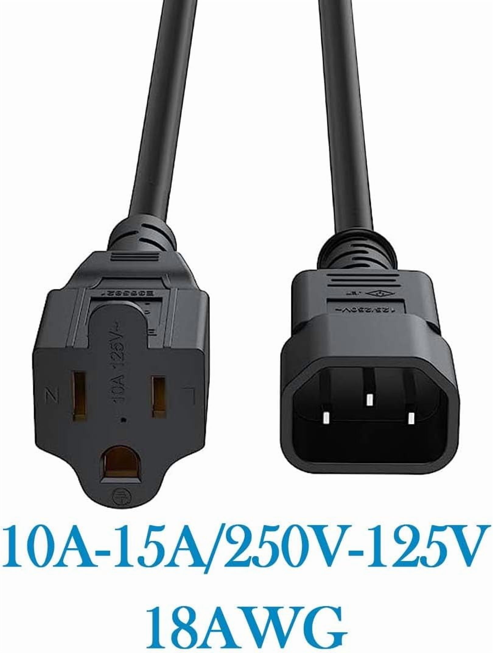 Power Cable Computer LINYAN-1 FT(0.32M) IEC320 C14 to 5-15R Computer/Monitor Power Cord ...