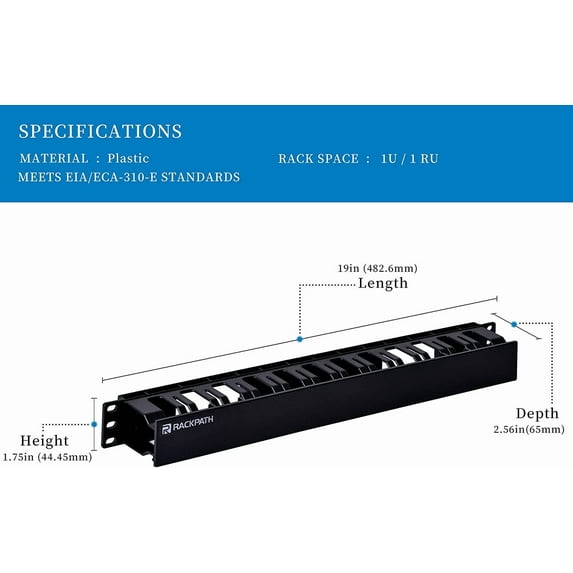 LINYAN-1U 19 Inch Plastic Server Rack Mount Cable Management Duct ...