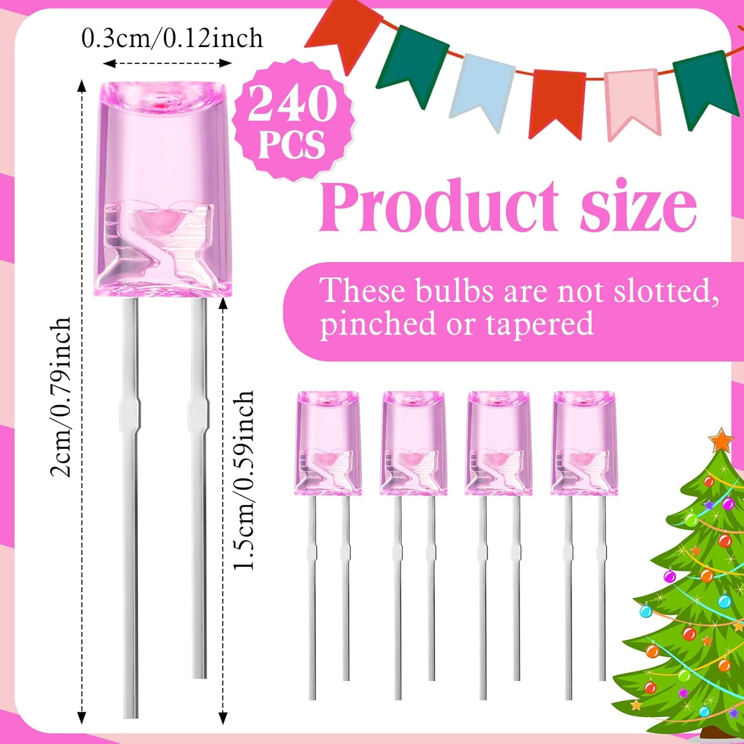 LINYAN-240 Pcs LED 3mm 3V 0.06W String Lights Replacement Bulbs Energy ...