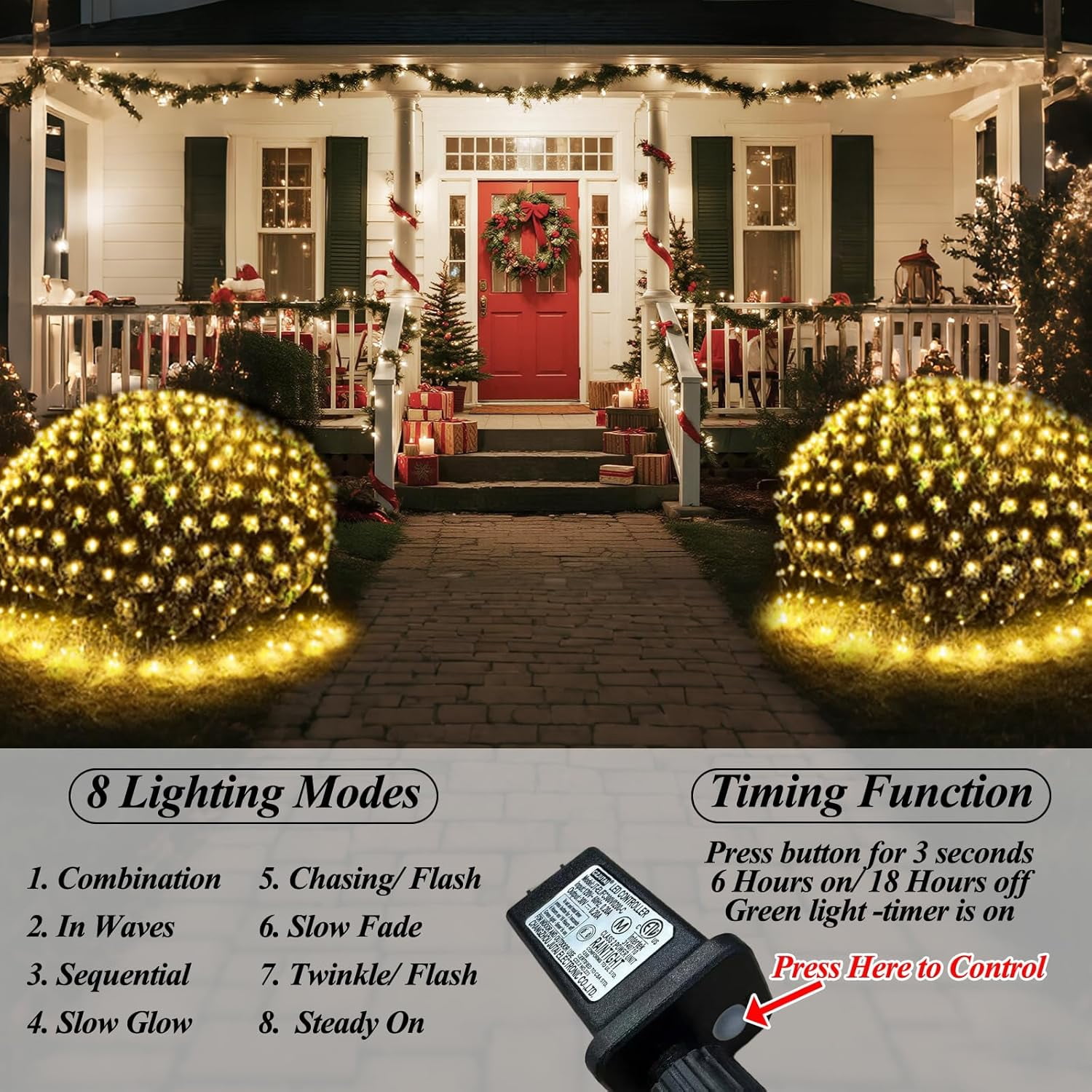 LINYAN-360LED Net Lights, 21ft x 5ft Connectable Christmas Outdoor Mesh ...