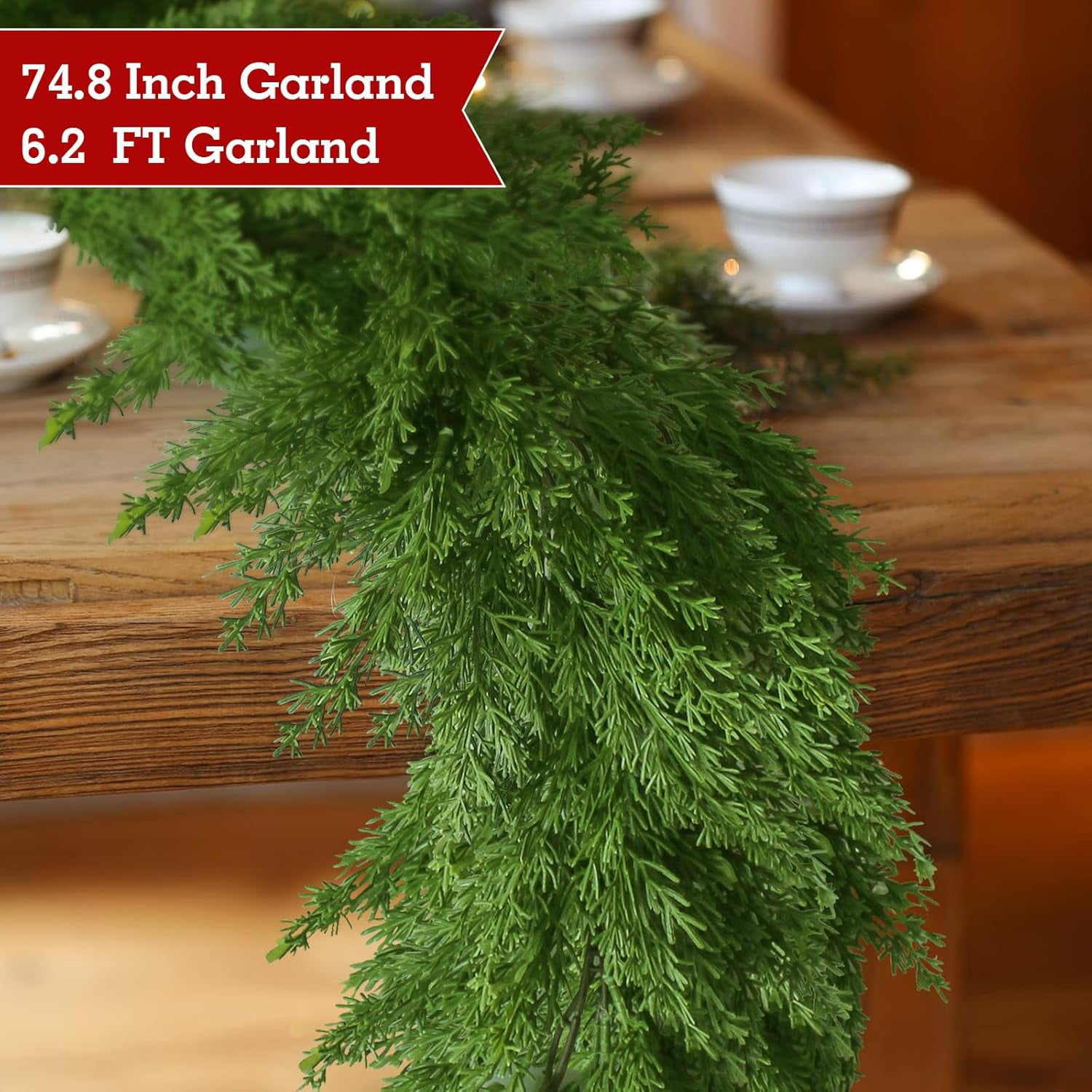 LINYAN-6FT Christmas Cedar Garland Stairs Railing Garland Christmas ...