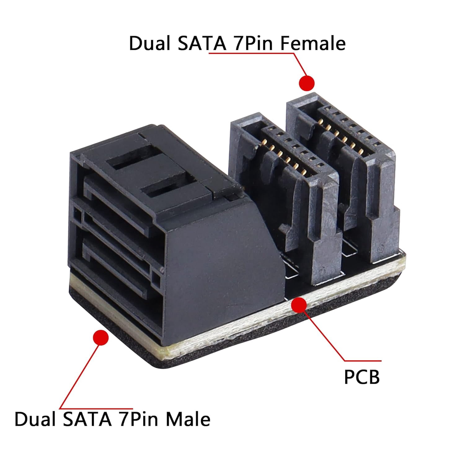 LINYAN-90 Degree Duale SATA 7PIN Male to Dual Female Connetcor for Low ...