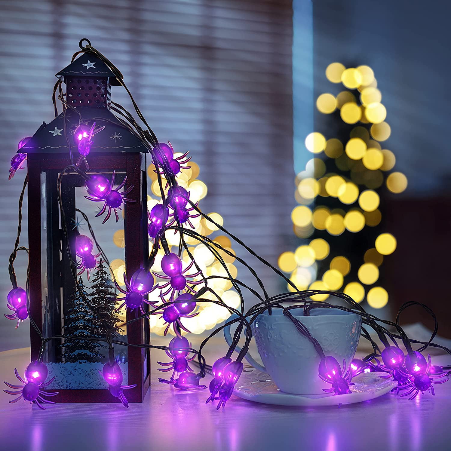 LINYAN-Oopswow Halloween Decor Spider String Lights, Solar String Light ...