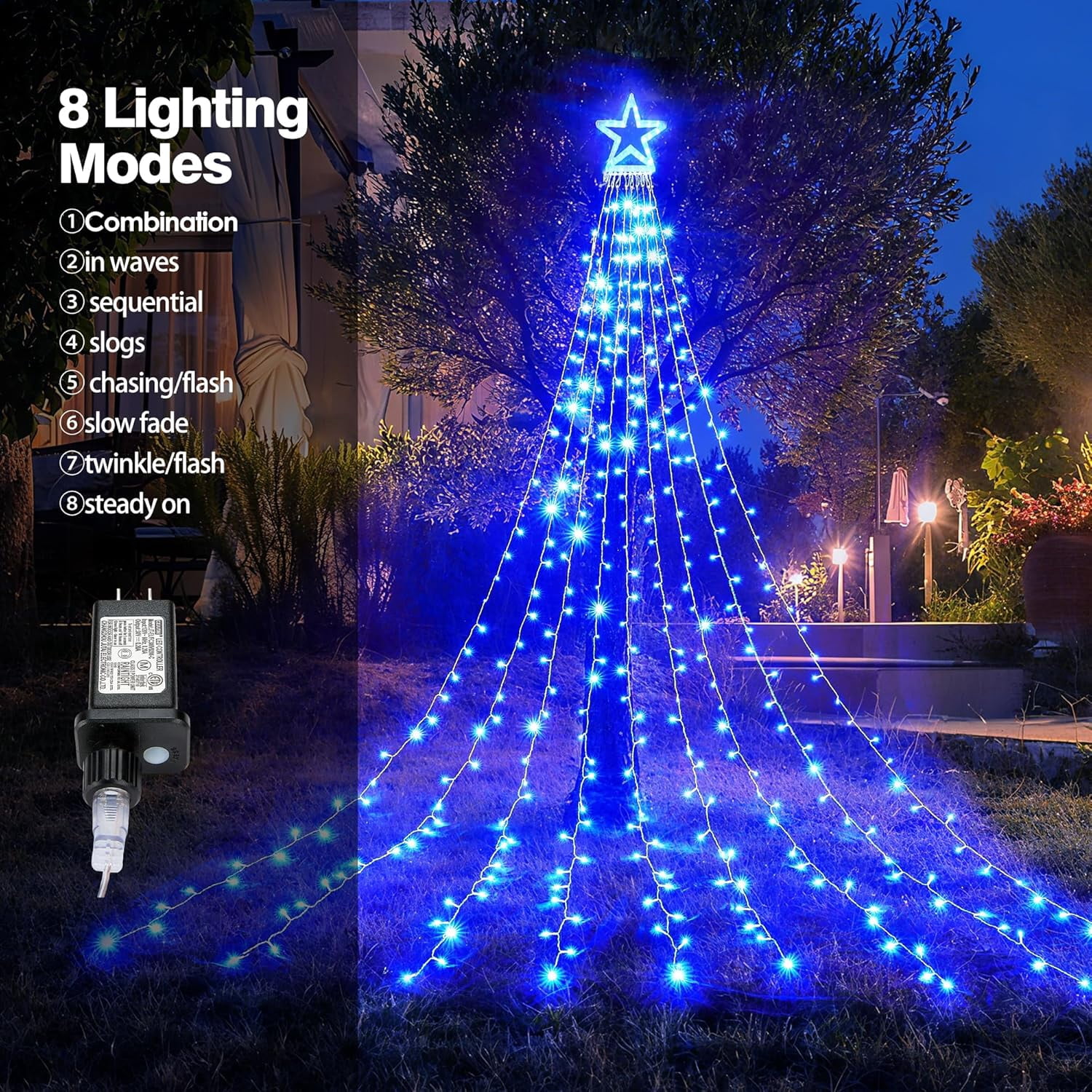 LINYAN-Outdoor Christmas Decorations 317 LEDs Christmas Lights with 9