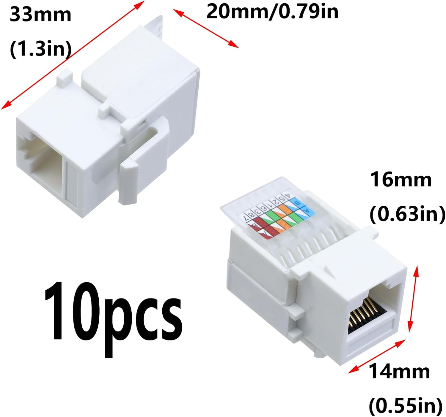 LINYAN-RJ45 Cat5e Tool-Less Keystone Jack Connector Adapter, Keystone ...
