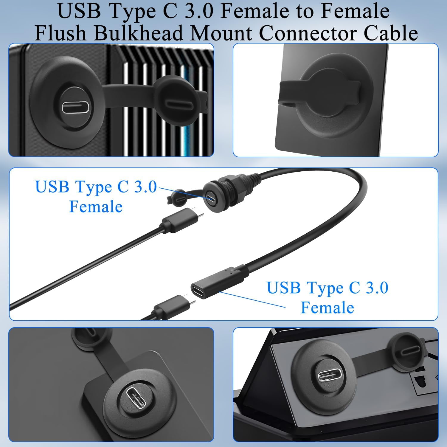 LINYAN-USB C 3.0 Female to Female Threaded Fixed Short Cable Adapter ...