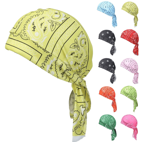 LINYSH Elastic Cycling Sports Cap, Unisex Cooling Head Scarf, Breathable Sweat Wrap Safety Helmet Liner Elastic Fit, For Cycling Yellow
