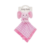 LINZY BABY - Baby Elephant (Pink) Stuffed Animal And Security Baby Blanket Combined - Infant Toddlers Boys And Girls Soft Cuddly Smoochy Floppy - Linzy Toys - 12.5" x 12.5"