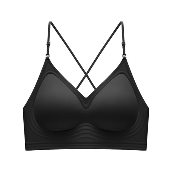 LIOJIN Women's Bra Summer Large Backless Liquid Foundation Small-Chest Gathered Halter Bra, Women's Bra M