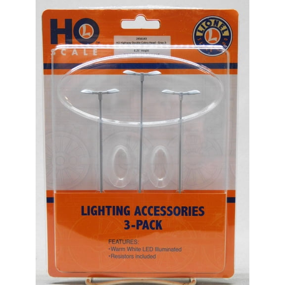 LIONEL HO SCALE ILLUMINATED DOUBLE COBRA HEAD GRAY LED 3pk 2456143