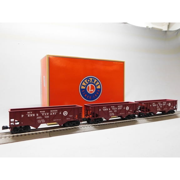 LIONEL PENNSYLVANIA PRR COMPOSITE 2-BAY HOPPER 3-PACK A O GAUGE 2442100