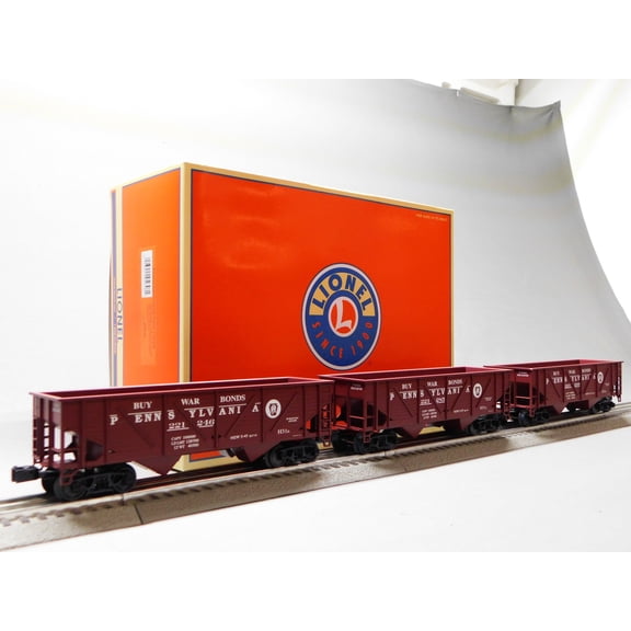 LIONEL PENNSYLVANIA PRR COMPOSITE 2-BAY HOPPER 3-PACK B O GAUGE 2442105