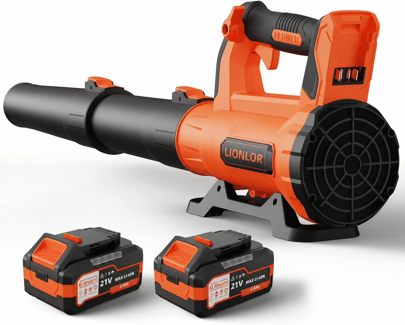 LIONLOR Leaf Blower Cordless with 2× 5.0Ah Batteries and Charger, 21V Electric, Lightweight Battery Powered Blowers for Lawn Care, Yard, Patio Cleaning, Blowing Leaves & Dust