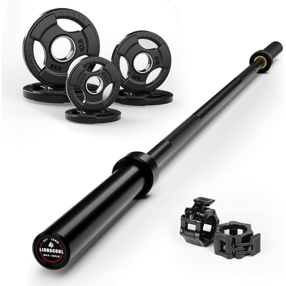 LIONSCOOL Premium 4ft/4.9ft/6ft Barbell for Strength Training and Olympic Weightlifting, 2 Inch Bar for Squats, Curls, Deadlifts, Presses, Hip Thrusts, 350lbs/500lbs/700lbs Weight Capacity