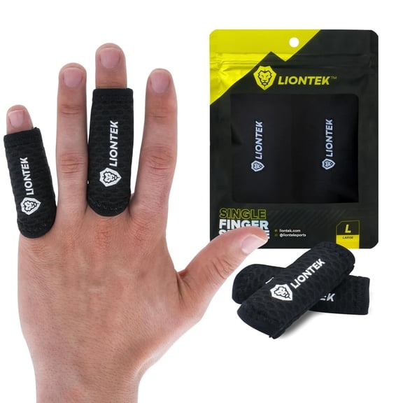 LIONTEK Single Flow Finger Sleeve V3 Pair — Joint Support & Compression for Activity, BJJ, Fitness, Volleyball, Basketball, and More (Large)