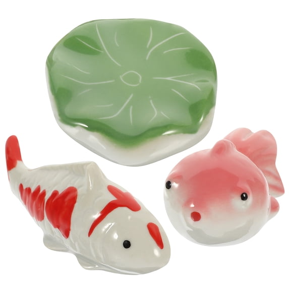 LIOOBO Ceramic Floating Aquarium Decor Assorted Color 3Pack 3.9X1.4X1.2In
