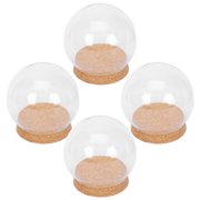 LIOOBO Clear Eternal Flower Glass Cover in Khaki with Cork for Decorative Use 4Pcs