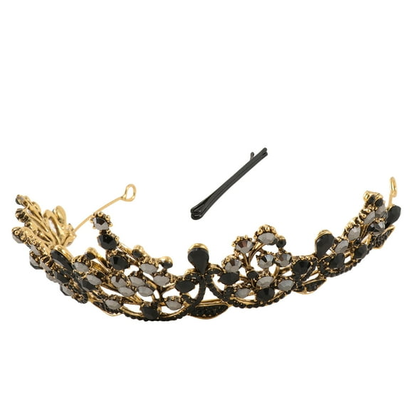 LIOOBO 1Pc Classic Crown Black Crystal Rhinestone Jewelry for Wedding Occasions