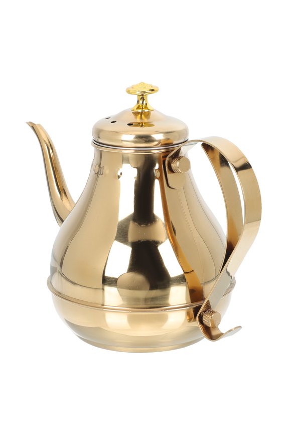 1Pcs Golden Round Stainless Steel Tea Kettle with Infuser for Home Use Daily Brewing 1.2L