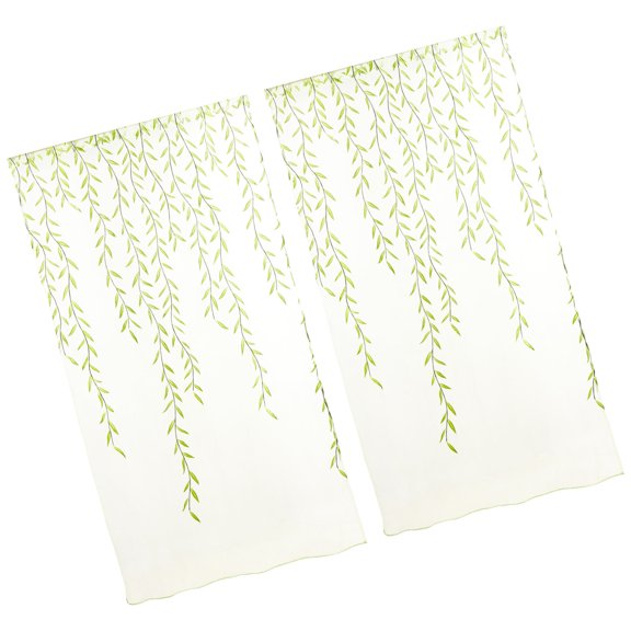 LIOOBO Elegant Green Window Tulle Curtains Sheer for Home Decoration with Rod Pockets