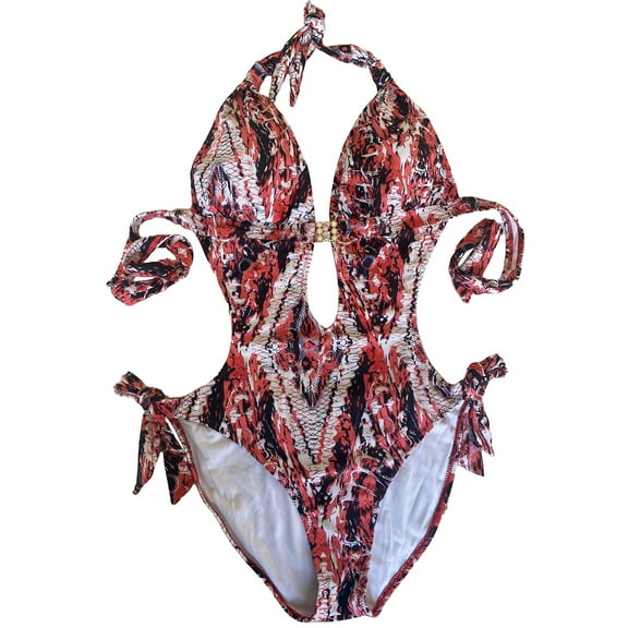 LIORA One Piece Swimsuits for Women Cutout Tie Back and Side Monokini Halter Bathing Suits Plunge