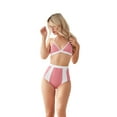 thumbnail image 1 of LIORA Women Polka Dot Halter Bikini Bowknot Front with High Waisted Bottom Swimsuit Pink, 1 of 6