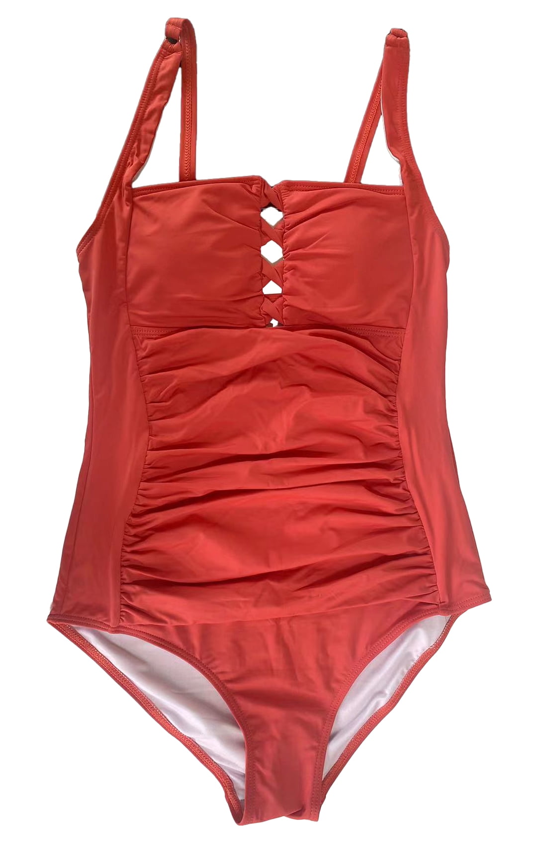 LIORA Women Tummy Control Lace Up One Piece Swimsuit Ruched Push Up