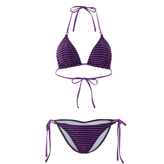 LIORA Women's Bikini Swimsuit Triangle Top Side Tie Bottom Bikini Swimwear, Shinny Purple
